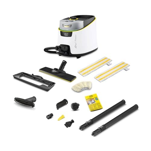 Kärcher Dampfreiniger SC 5 Deluxe Signature Line, 4 Bar, ca 130 m² Flächenleistung, 2250 W Heizleistung, in 3 min aufgeheizt, mit Teppichgleicher, Weiß